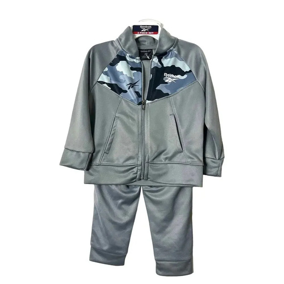Reebok NWT Boys 2‎ Piece Grey Full Zip Track Jacket & Jogger Pants Set Size 2T - Picture 3 of 13